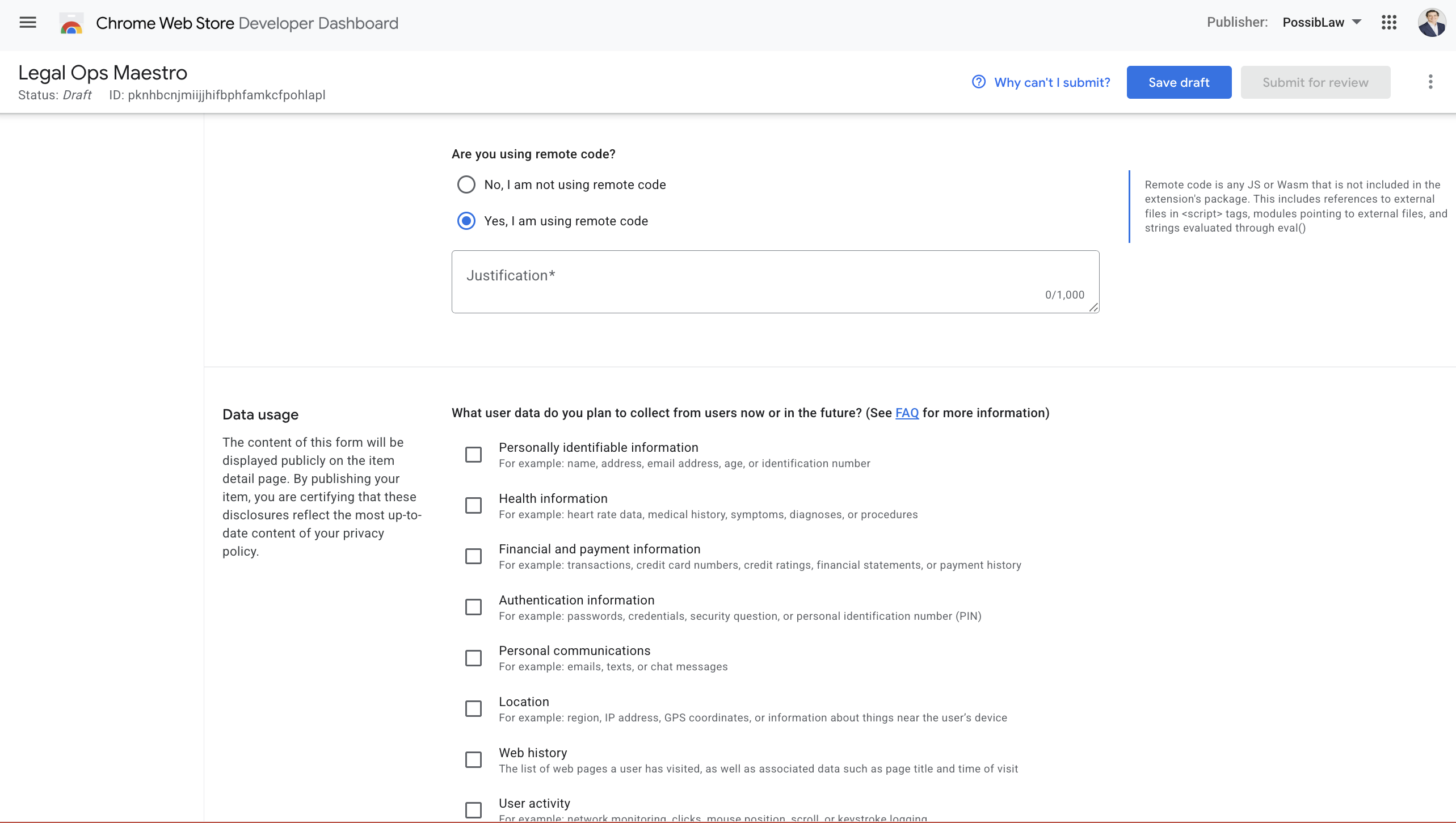 Remote code question and data-use checklist